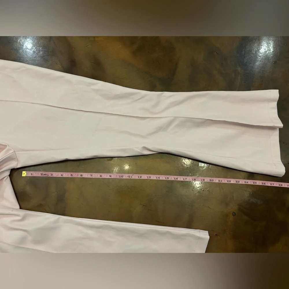 SEDGE - Light Pink faux leather Flare Pants NWT